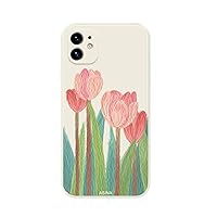 QJSMGZS Straight-Side Edge Case for iPhone 13 11 12 Pro Max XS Max XR iPhone 8 7 6 Plus SE2020 Soft Silicone Oil Flower Cover (Color : 5, Material : for iPhone 11 Pro)