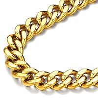 Men Curb Chain Necklace 18K Gold Plated/Stainless Steel/Black Chunky Double Tight Cuban Link Hip Hop Neck Chains for Men Boys 3.5MM/5MM/6MM/7MM/9MM/12MM 14''-30'' 8 Length Options (Send Gift Box)