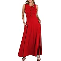 Summer Loose Fit Casual V Neck Short Sleeve Bohemian Maxi Long Dresses Plus Size Pleated A Line Sundress with Pockets