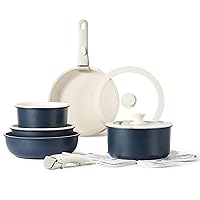 CAROTE 15pcs Pots and Pans Set, Nonstick Cookware Set Detachable Handle, Induction Kitchen Cookware Sets Non Stick with Removable Handle, RV Cookware Set, Oven Safe, Dark Blue