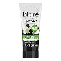 Bioré Deep Pore Charcoal Daily Face Wash, with Deep Pore Cleansing for Dirt and Makeup Removal From Oily Skin, 1 oz, 36-pack