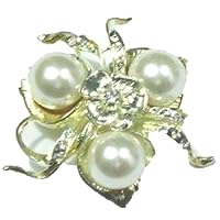 Three Large Ivory Pearl Crystal Studded Brooch for Women and Teens