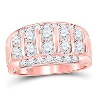 The Diamond Deal 14kt Rose Gold Mens Round Diamond Wedding Channel Set Band Ring 2 Cttw