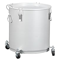 Fryer Grease Bucket 16 Gal, Coated Carbon Steel Oil Filter Pot with Caster Base, Oil Disposal Caddy, Transport Container with Lid Lock Clip Nylon Filter Bag, Silver