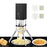 Electric French Fry Cutter, Vertical French Fry Cutter Stainless Steel, Professional Commercial and Household Potato Cutter with 1/2&3/8 Inch Blade, Automatic Potato Slicer (black)