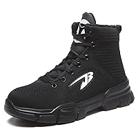 Men's Plush Steel Toe Work Shoes Slip Resistant Puncture Proof Safety Shoes Indestructible Construction Industrial Sneakers Winter Outdoor Cotton Shoes