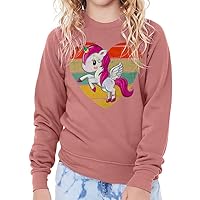 Vintage Unicorn Kids' Raglan Sweatshirt - Fantasy Sponge Fleece Sweatshirt - Heart Sweatshirt