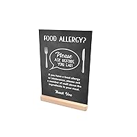Please Ask Before You Eat, Food Allergy and Intolerance Warning Sign/Notice - A4 size, supplied with wooden stand - display this customer notice in your food establishment. (Black Effect)
