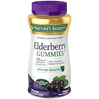 Nature's Bounty Elderberry Gummies, Dietary Supplement, Supports Immune Health, Contains Vitamin A, C, D, E and Zinc, 100 mg, 70 Gummies