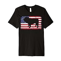 English Bulldog Dog 4th of July Patriotic American Flag USA Premium T-Shirt