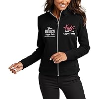 INK STITCH Women L422 Custom Embroidery Add Your Own Logo Texts Network Fleece Jackets