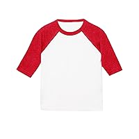 Bella Canvas Toddler 3/4 Sleeve Baseball T-Shirt (3 Years) (White/Red)