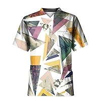 Shirts for Men Plus Size Printed Scrub Working Uniform Tops Cross V-Neck Short Sleeve Workwear Tee with Pockets