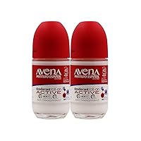 Avena Instituto Español Deodorant Roll-On, Active, Long-Lasting, Non-Alcohol, 2-Pack of 2.53 FL Oz each, 2 Bottles