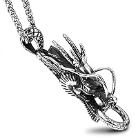 361L Titanium Steel Dragon Head Pendant Thailand Silver Style Distressed Stainless Steel Faucet Necklace Men