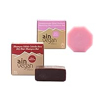 Ain Vegan Bar Shampoo and Conditioner Bar for Dry Hair Set - Holiday Christmas Gift - Dry Hair Shampoo & Conditioner Sets for Strengthening Hair - Shampoo Bar & Conditioner Soap - 2pc Set
