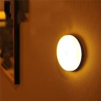 Industrial Vintage Wall Sconces Led Charging Light Yellow Small Night Light Night Light Voice Bedroom Bedside lamp auto Body Sensing Wall lamp (Diameter of 94mm and 15mm Thickness)
