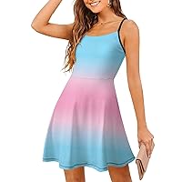 Transgender Flag Colors Women's Sleeveless Sundress Skirt Summer Beach Swing Dress, XX-Large