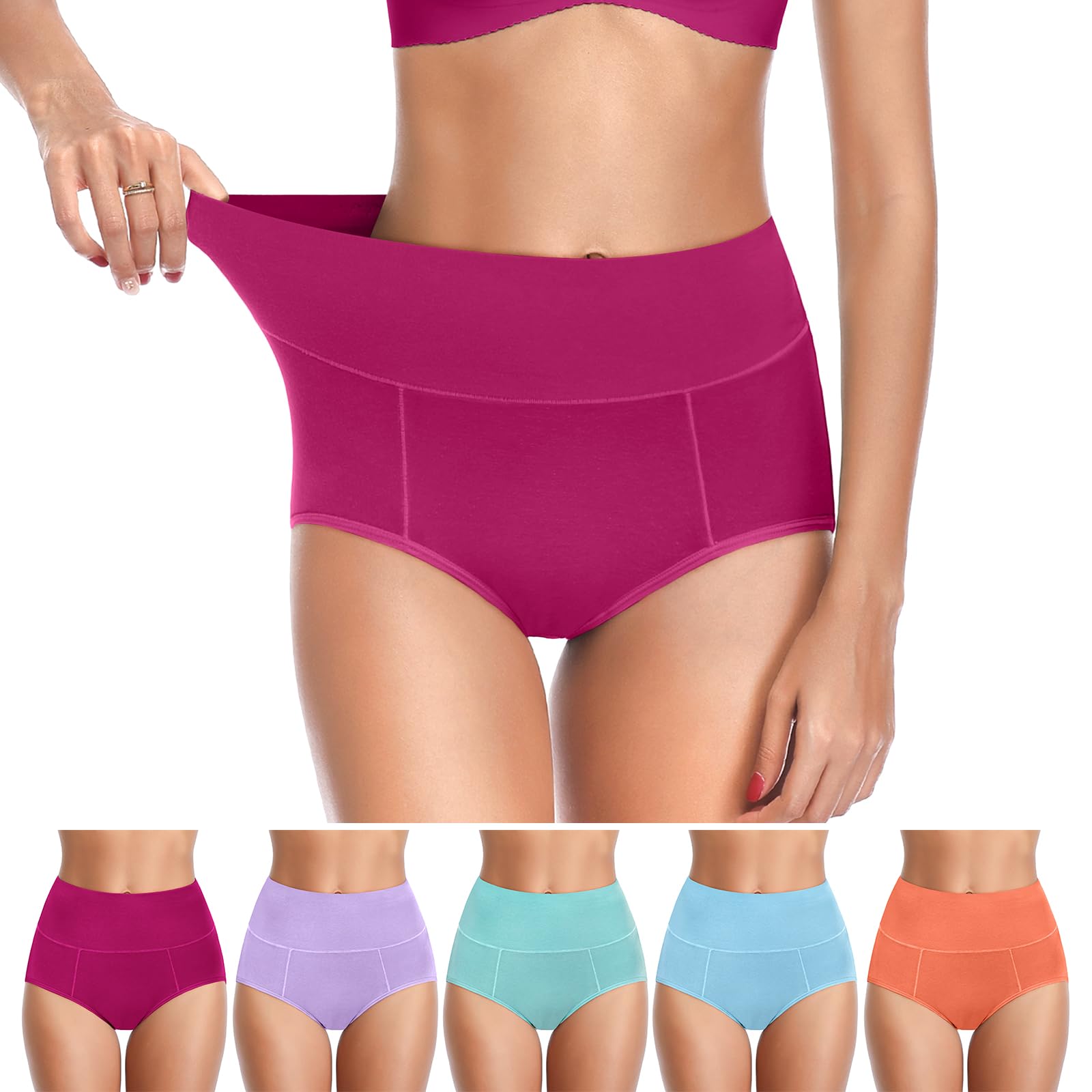 Buy ASIMOON Womens Underwear, Cotton Underwear No Muffin Top Full Briefs  Soft Stretch Breathable Ladies Panties for Women