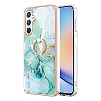 XYX Case Compatible with Samsung A25 5G, TPU Marble Slim Full-Body Protective Cover with 360 Rotating Ring Kickstand for Galaxy A25 5G, Jade Green