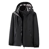 Women Waterproof Raincoat Adults 3 in 1 Winter Jacket Lightweight Windproof Rain Jacket Outdoor Hooded Trench Coat