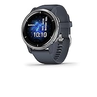 Garmin Venu 2, GPS Smartwatch with Advanced Health Monitoring and Fitness Features, Silver Bezel with GraniteBlue Case and Silicone Band (Renewed)