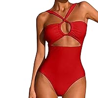 Matching Bathing Suits for Girls 8-9 Sexy Swimming Suits for Women One Piece Round Dress Swimsuit Cut Out Hig
