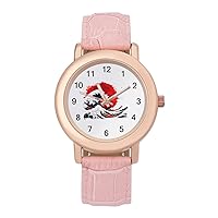 Japanese Sunrise Flag Wave Women's Watches Classic Quartz Watch with Leather Strap Easy to Read Wrist Watch