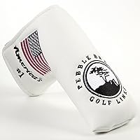 Golf Putter Head Cover,Pebble Beach USA Flag Patterned Design Long Life Tree Print Compatible for Scotty Cameron Odyssey Blade Callaway Taylormade Titleist Ping Mizuno Cobra,White