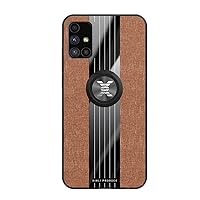 Wallet Case Compatible with Samsung Galaxy M51 Case,with Magnetic 360°Kickstand Case,Multi-Function Case Cloth Textue Shockproof TPU Protective Heavy Duty Case (Color : Brown)