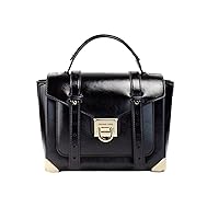 Michael Kors Manhattan Medium Leather Satchel, Metallic Black