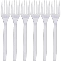 Kitchen Selection, White Medium Weight Forks (Pack Of 50) - Sleek & Disposable Plastic Cutlery, Perfect for Birthday Parties, BBQs, Home & Catering Events
