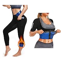 Sauna Shirt and Sauna Shorts for Women Workout Heat Trapping Shirt and Pants for Women Exercise(Large)