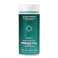 Iwi Prenatal Multivitamin with DHA, EPA, Omega Fatty Acids, Folate, Iron, Vitamin A, C, D3, E, K2, B6, B12, Calcium, Iodine, Niacin, Chlorophyll, Zinc - 60 Gluten-Free, Vegan Softgels (30 Day Supply)