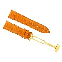 Ewatchparts 20MM LEATHER WATCH STRAP BAND CLASP COMPATIBLE WITH OMEGA SEAMASTER SPEEDMASTER ORANGE GOLD
