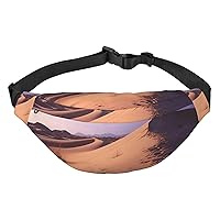 Desert Print Fanny Pack Women Men Waterproof Waist Bag With 3-Zipper Pockets Bum Bag For Running Travel