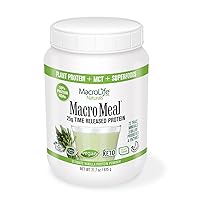 MacroLife Naturals MacroMeal Vegan Vanilla Superfood Supplement Powder Protein + Greens, Probiotics, Digestive Enzymes, Fiber - Energy, Detox, Immune - Non-GMO, Gluten-Free - 19.7oz (15 Servings)
