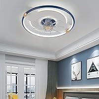 Ceiling Fans Withps,Ceiling Fan with Light and Remote Control Mute 3 Speeds Bedroom Led Dimmable Round Fan Ceiling Light with Modern Living Room/Blue