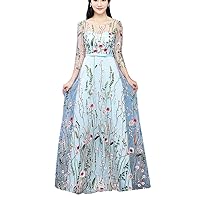 Women's 7 Minutes of Sleeve Embroidery Long Prom Dresses