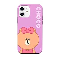LINE FRIENDS KCE-CSB037 iPhone 12 Mini Case, Double Layer Construction, Hybrid, Shockproof, Dual Guard Basic Choco