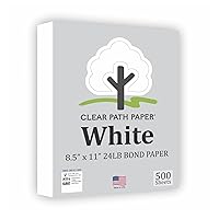 White Paper - 8.5 x 11 inch - 24Lb Bond - 500 Sheets - Clear Path Paper