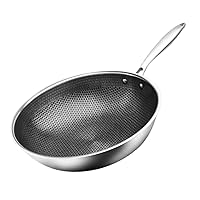 Stainless Steel Wok Stainless Steel Frying Pan Honeycomb Frying Pan Honeycomb Wok Pan Wok for Induction Cooktop Induction Cooker Egg Pan Work on Wok for Electric Stove Nonstick Pot