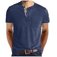 Mens Shirts,Plus Size Short Sleeve Solid Summer Shirt Casual Fashion Button Top Outdoor Trendy Blouse Tees