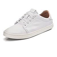 OLUKAI Pehuea Li 'ILI Women's Leather Sneaker, Casual Everyday Shoes with Drop-in Heel, Non-Marking Rubber Outsole, All-Day Comfort Fit