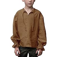 Bbalizko Boys Medieval Pirate Costume Shirt Kids Medieval Renaissance Ruffled Long Sleeve Halloween Scottish Jacobite Tops