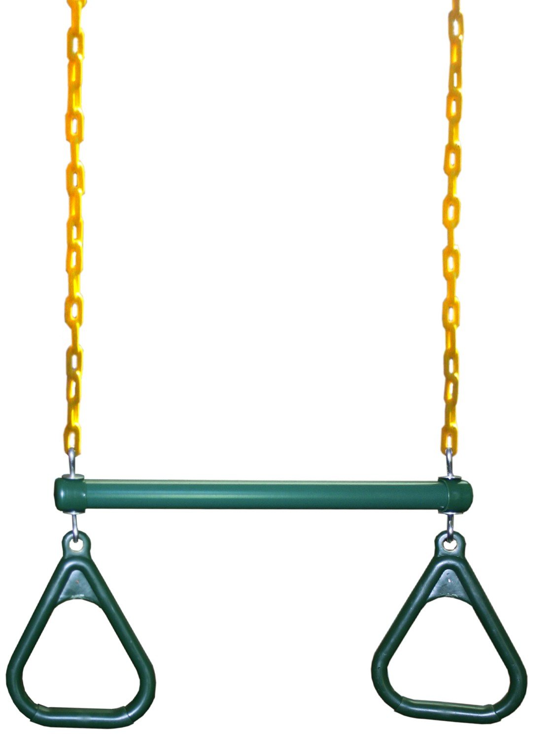 Eastern Jungle Gym Trapeze Bar and Gym Rings | Large Trapeze Bar- 20” with Coated 43” Chains | Playground Trapeze Bar and Rings