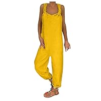 Women's Jumpsuits Casual Art Loose Casual Large Linen Suspender Pants Jumpsuits Jumpsuits, Rompers & Overalls