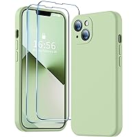 BossKiss Compatible with iPhone 13 Case, Premium Silicone Upgraded [Camera Protection] [2 Screen Protectors] [Soft Anti-Scratch Microfiber Lining] Phone Case for iPhone 13 6.1 inch - Matcha