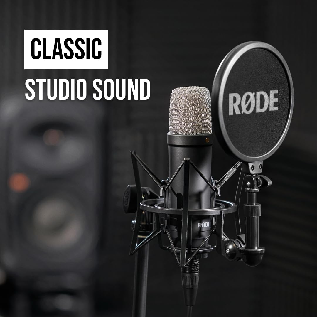RODE NT1 Signature Series Condenser Microphone with SM6 Shockmount and Pop Filter - Black