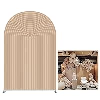 Beige Brown Ripples Spandex Arched Backdrop Covers for Birthday Party Decoration 3x6.5ft Arched Frame Background Cover Photo Background